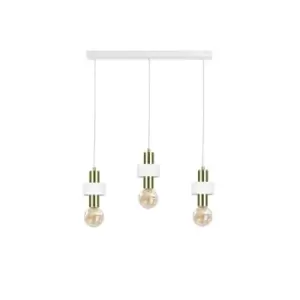 image of Unica Bar Pendant Ceiling Light White, Gold, 60cm, 3x E27