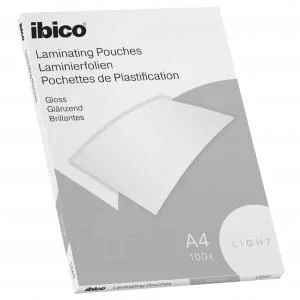 image of Ibico Basics Light A4 Laminating Pouches Crystal clear Pack 100