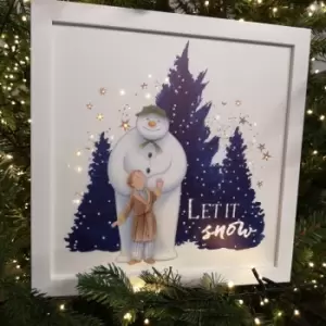 Image of 30 x 30cm Battery Operated Touch Activated Fibre Optic The Snowman & The Snowdog Christmas Canvas