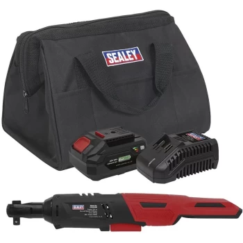 image of Sealey - CP20VRWKIT1 Cordless Ratchet Wrench Kit 3/8'Sq Drive 60Nm 20V 4Ah