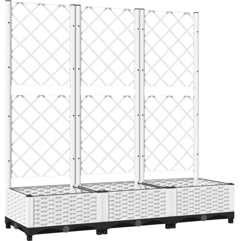 Image of VIDAXL Vidaxl - Garden Planter with Trellis White 120x40x121.5cm pp 8720845671761