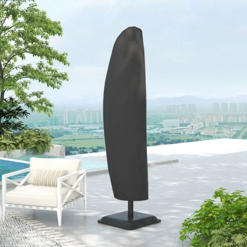 Image of Outsunny Parasol Cover, Patio Cantilever Cover, Banana Umbrella Cover Black 84D-001V01BK