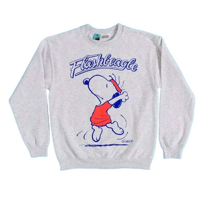Image of Peanuts Mens It's Flashbeagle Snoopy Sweatshirt in Grey Size: Small Grey Male S