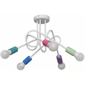 Image of Helam Oxford Multi Arm Semi Flush Ceiling Light White, Multi-Coloured 60cm