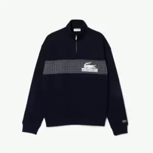 Image of LACOSTE Le Club Quarter Zip Pullover - Blue