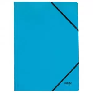 image of Leitz Recycle Card Folder With Elastic Band Closure A4 Blue 39080035