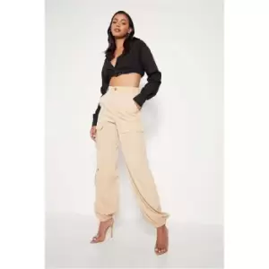 Image of I Saw It First Stone Cuffed Cargo Utility Trouser - Brown