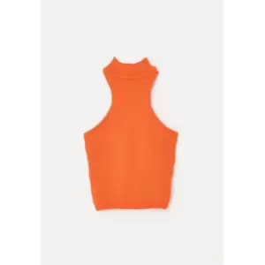 image of Missguided Knit Racer Neck Rib Crop - Orange