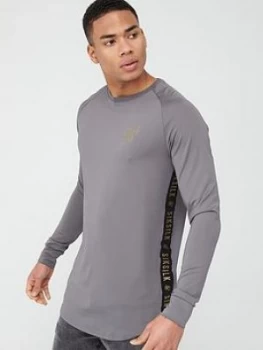 SikSilk Taped Performance Crew, Grey, Size 2XL, Men