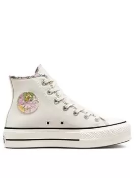 Image of Converse All Star Lift Canvas Hi-Tops - Off-White/Pink, Off White/Pink, Size 3, Women