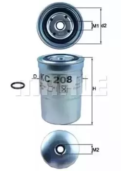 image of Fuel Filter KC208 77496250 by MAHLE Original