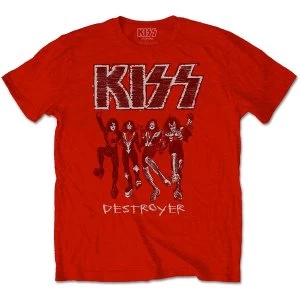 Image of KISS - Destroyer Sketch Unisex Large T-Shirt - Red