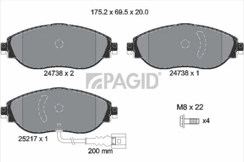 Image of Brake pad set PAGID T2488N