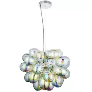 Image of Hanging Ceiling Pendant Light Iridescent Holo Glass Bubble Shade Feature Lamp
