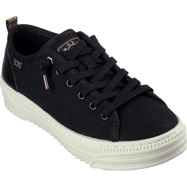 Image of Skechers Womens BOBS Copa Canvas Plastform Trainers UK Size 6 (EU 39) Black SKE2242-BLK-6