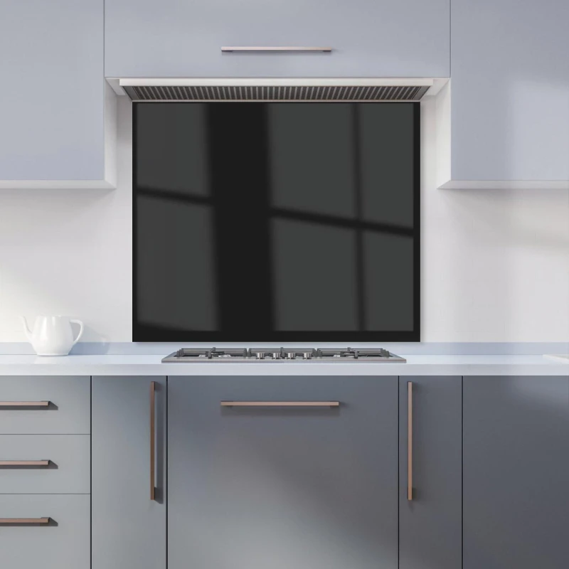 Image of Warren Reed - Designer Midnight Black Kitchen Splashback Size: 600mm x 750mm Black Unisex 600mm x 750mm