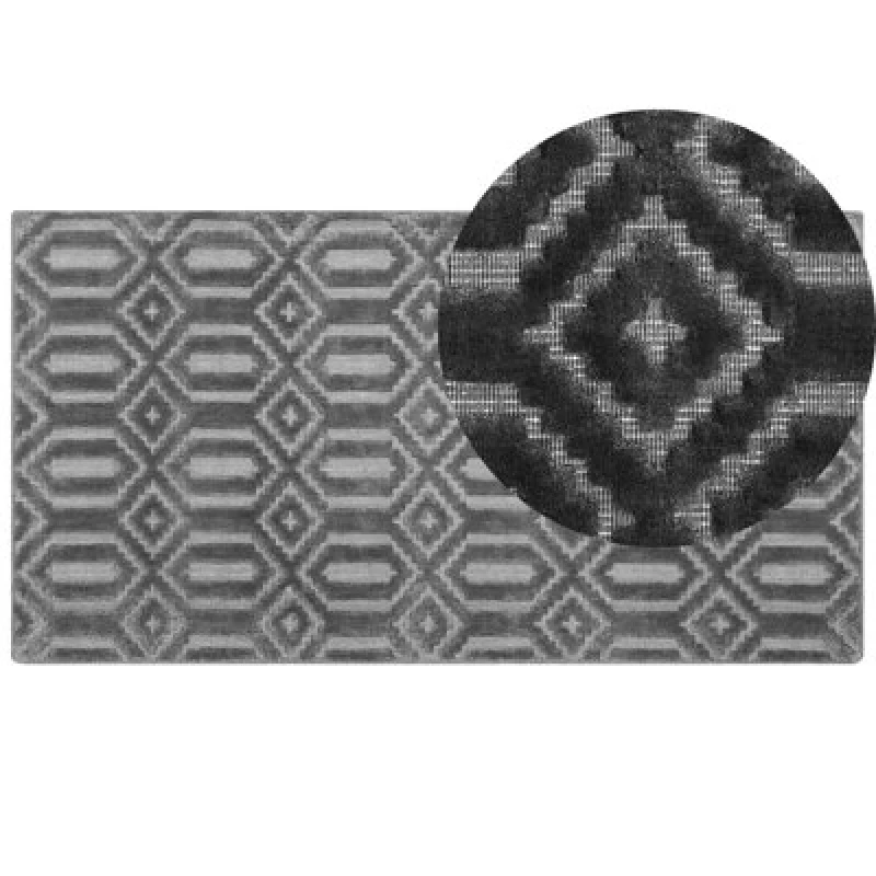 Image of Beliani Rug Adatepe Dark Grey 80 X 150 Cm Viscose