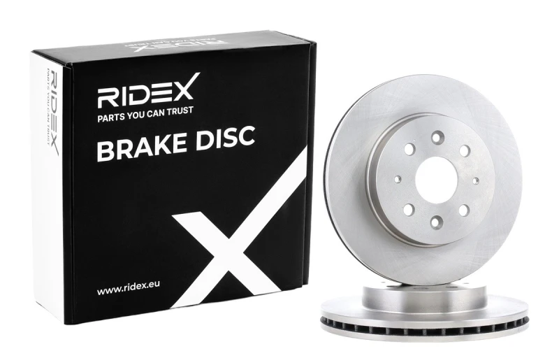 Image of RIDEX 82B1015 Brake disc Front Axle, Vented, Cast Iron, Uncoated, Untreated, without bolts/screws Cast Iron Brake Disc (82)