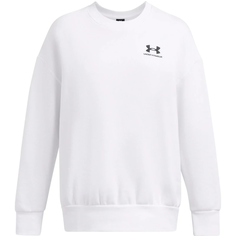 Image of Under Armour Womens Essential Fleece Crew Sweatshirt White female 8 (XS)