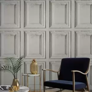 Image of Grandeco Life Wood Panels Grey Wallpaper A49202
