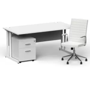 image of Impulse 1600/800 White Cant Desk White + 2 Dr Mobile Ped & Ezra White