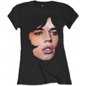 Image of Rolling Stones Mick Portrait Black Ladies T Shirt: Large