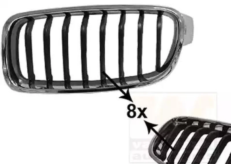 Image of VAN WEZEL 0670515 Radiator Grill ** Equipart ** Left, black, chrome Radiator Grille (472)