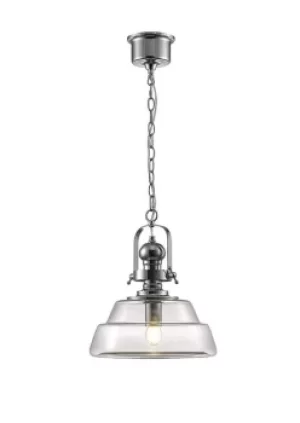Image of Reyna Medium Dome Ceiling Pendant E27 Polished Chrome, Clear Glass