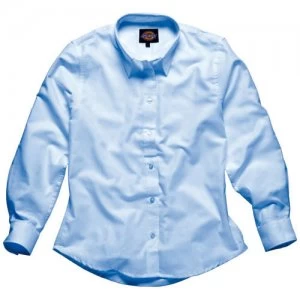 Image of Dickies Mens Oxford Weave Short Sleeve Shirt Blue Size 15