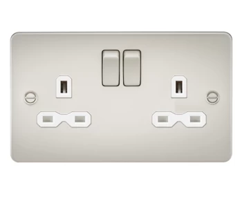 Image of KnightsBridge Flat plate 13A 2G DP switched socket - pearl with white insert