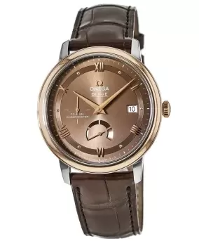 Image of Omega De Ville Prestige Power Reserve Co-Axial Rose Gold Brown Leather Mens Watch 424.23.40.21.13.001 424.23.40.21.13.001