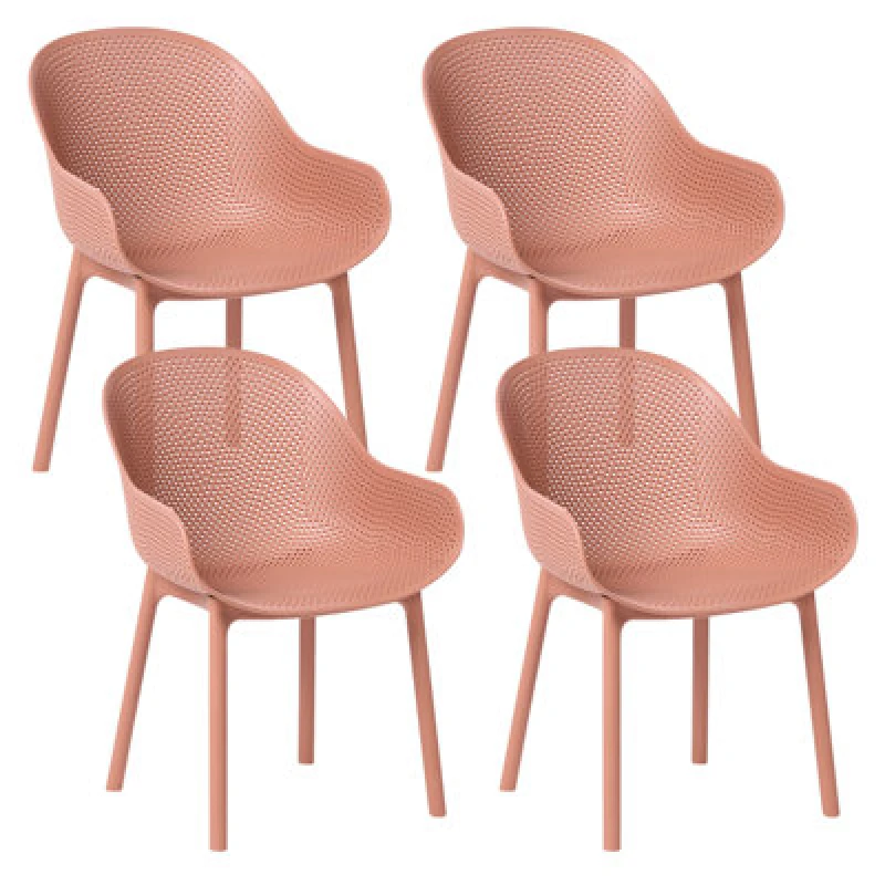 Image of Beliani Set Of 4 Garden Chairs Tiggiano Coral