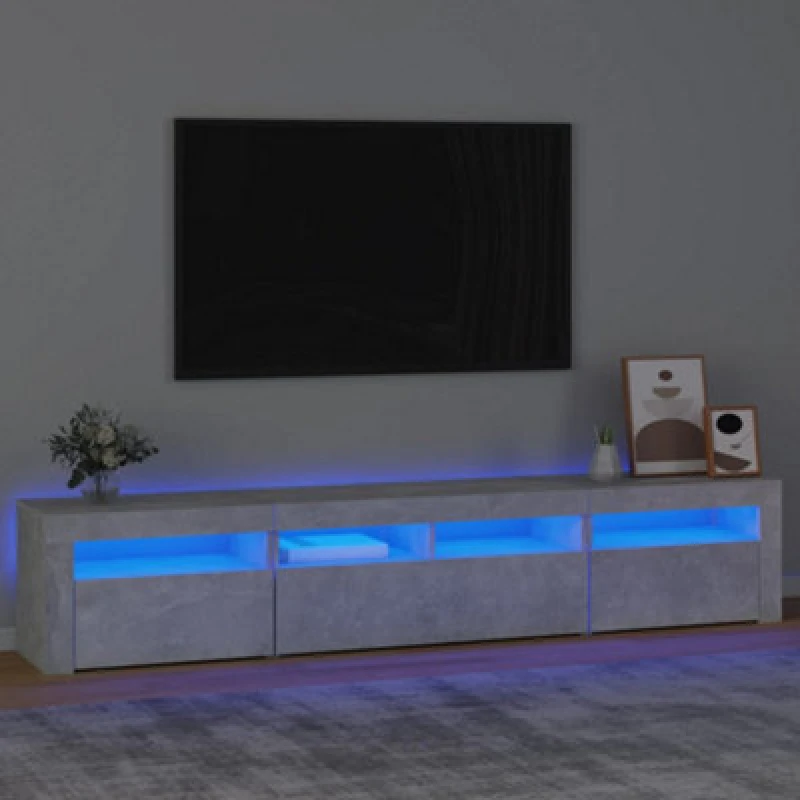 Image of vidaXL TV Cabinet with LED Lights Concrete Grey 210x35x40 cm, Grey 3152733