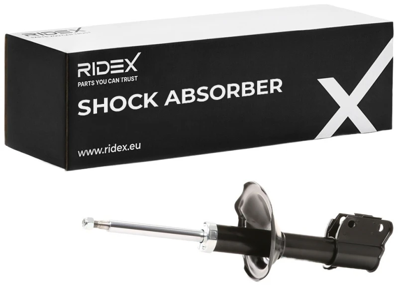 Image of RIDEX 854S0733 Shock absorber Front Axle Left, Gas Pressure, Twin-Tube, Suspension Strut, Bottom Clamp Shock Absorber (854)
