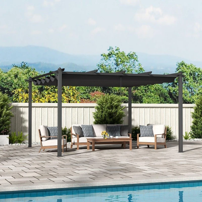 Image of Breeins Aluminum Patio Pergola with Canopy Grey Grey unisex One size