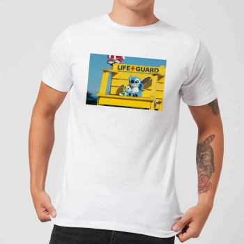 Image of Disney Lilo And Stitch Life Guard Mens T-Shirt - White - XS