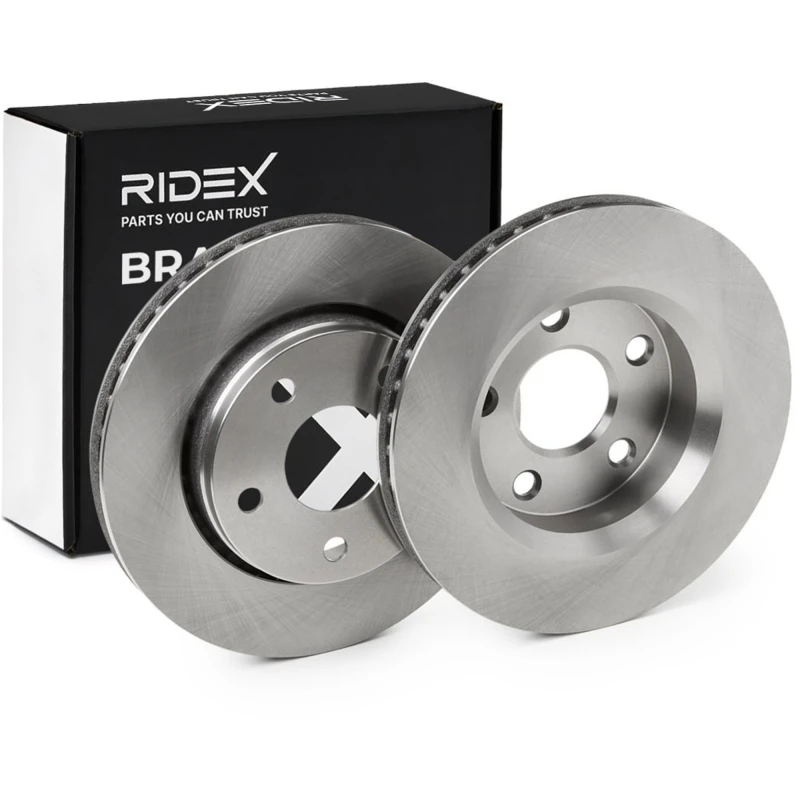 Image of RIDEX 82B1184 Brake disc Front Axle, Vented, Cast Iron, Uncoated, Untreated, without bolts/screws Cast Iron Brake Disc (82)