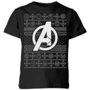 Image of Marvel Avengers Logo Kids Christmas T-Shirt - Black - 11-12 Years