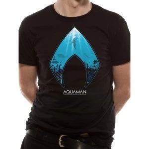 image of Aquaman Movie - Logo And Symbol Mens Medium T-Shirt - Black