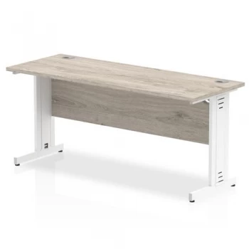 Image of Trexus Slim Rectangular Desk White Cable Managed Leg 1600x600mm Grey