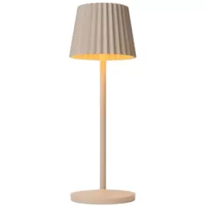 Image of Lucide Justine Cottage Rechargeable Table lamp Outdoor - Battery - LED Dim. - 1x2W 2700K - IP54 - With Wireless charging pad - Cream