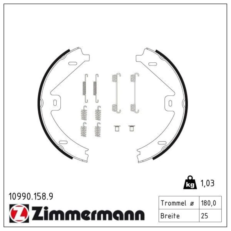 Image of ZIMMERMANN Handbrake shoes ZIMMERMANN 10990.158.9