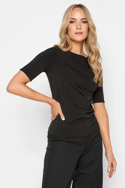 Long Tall Sally Tall Draped Top Black