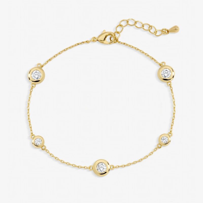 Image of Jon Richard Gold Plated Cubic Zirconia Bezel Bracelet Chain Bracelets One Size Gold 71745010000