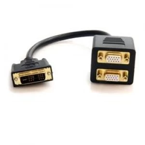 image of StarTech.com 1ft DVI-I Analog to 2x VGA Video Splitter Cable - M/F