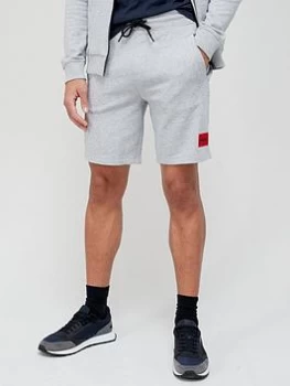 image of HUGO Diz Red Patch Logo Jersey Shorts - Dark Grey Size M Men