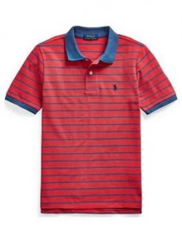 Ralph Lauren Boys Short Sleeve Stripe Polo Top - Red, Size 3 Years