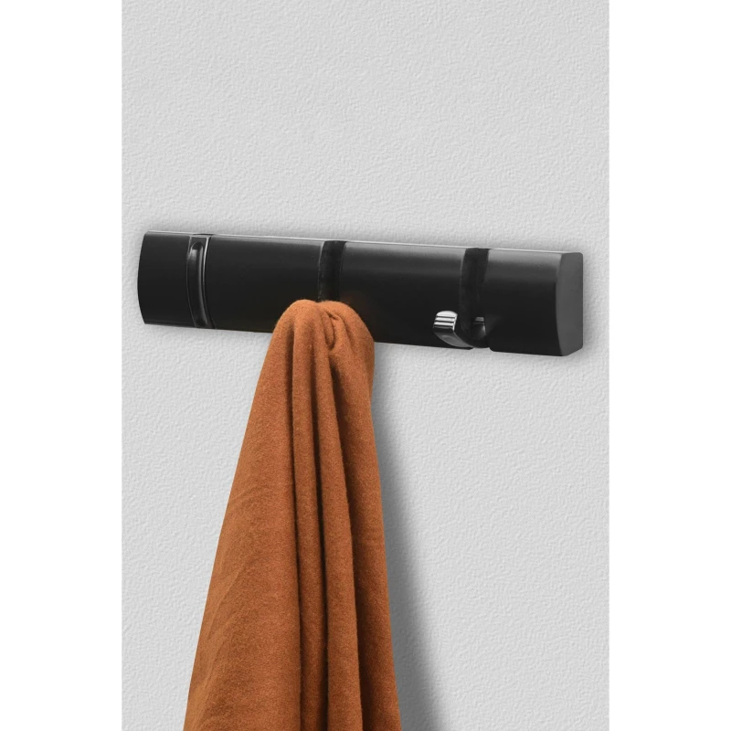 Image of House of Home 3 Wall Mounted Black Coat Hooks Hanging Clothes Rack for Doors Halls Bedrooms Black unisex