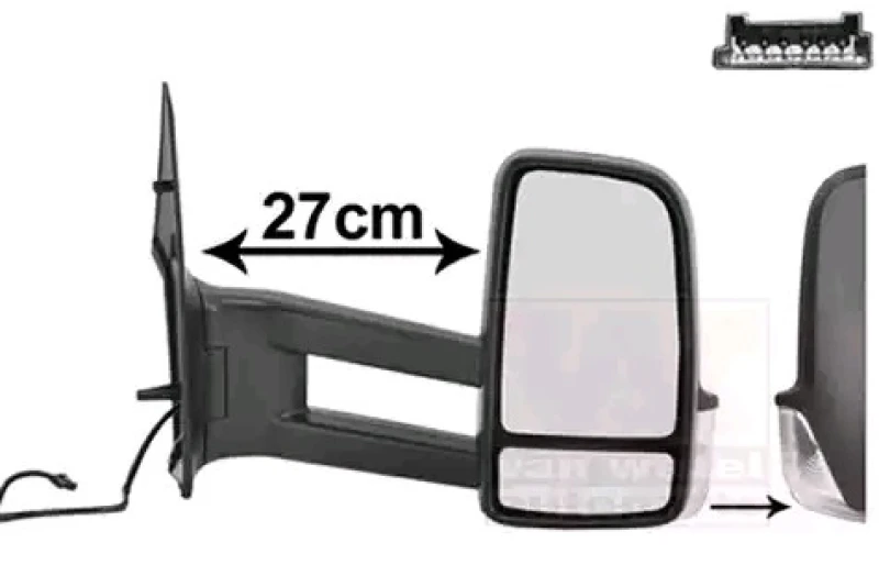 Image of VAN WEZEL 5862826 Wing mirror * HAGUS * Right, black, Long mirror arm, Rough Outside Mirror (50)