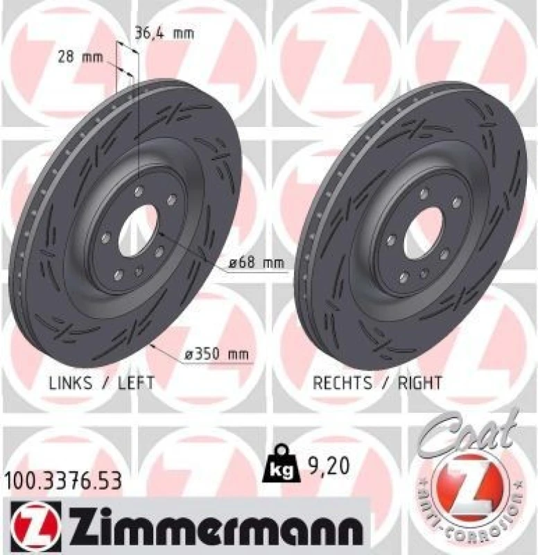 Image of ZIMMERMANN Brake disc ZIMMERMANN 100.3376.53